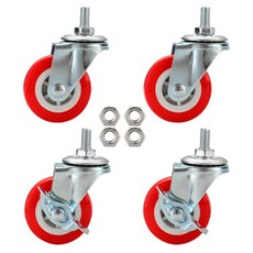 EMPIRE 抽屜 衣櫃 收納箱 傢俱用 W型輪 M8螺栓 旋轉輪2入 + 煞車輪2入 套組, 1套