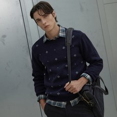 INDIAN 男士簡約圖案圓領針織衫 MITBR5W9311