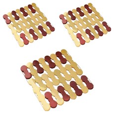 Komoten 現代方形砂鍋墊 16 x 15 cm, 米色 紅色, 3個