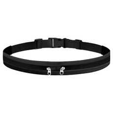 Knock Knock 超薄輕量防水跑步腰包 雙拉鍊, 防水黑色, 1個