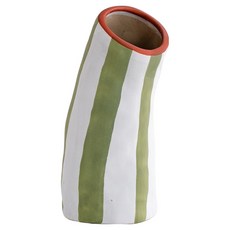 Mabsoshop 橘綠條紋風格花盆 A款 BRP1741, 混合色