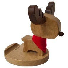 carpenter 木匠兄妹 馴鹿手機座, 1個, 木色 + 棕色 + 紅色