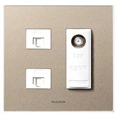 nano Monogold 簡約現代設計 獨特色彩 室內裝潢 雙聯用 CATV 2路 + 8p + 8p 白色, 1個