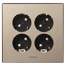 nano 電氣 Mono Gold 簡約現代設計 古典色感 室內嵌入式插座 4孔 黑色, 1個