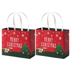 모던앳 크리스마스 선물 포장 종이가방 2p, 레드, 1세트