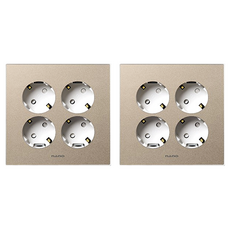 nano 電氣 Mono Gold 簡約現代設計 獨特色彩 室內裝潢嵌入式插座 4孔 白色, 2個