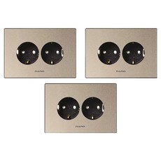 nano Monogold 簡約現代設計 獨特色彩 室內裝潢 橫式嵌入式插座 2孔 黑色, 3個