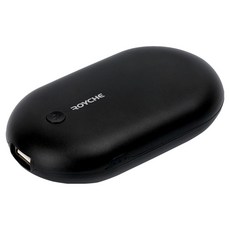로이체 휴대용 USB 충전식 양면발열 미니 조약돌 손난로 보조배터리, HW-05, 블랙