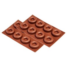 Bestom 矽膠模具 甜甜圈薩瓦林 8孔 小, 棕色, 2個