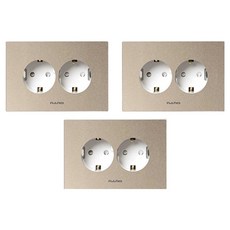 nano Monogold 簡約現代設計 獨特色彩 室內裝潢 橫式嵌入式插座 2孔 白色, 3個