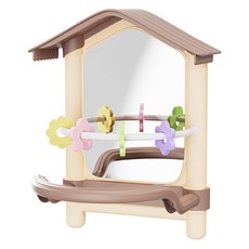 랜보어 앵무새 거울 모빌 장난감 FREE, 브라운, 1개