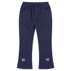 andiapple 兒童斜開衩超厚刷毛靴型丹寧褲