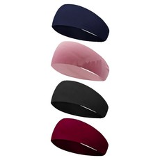 알티오라 땀흡수 좋은 와이드 러닝 헬스 헤어밴드 4종 세트, 네이비블루, 와인, 핑크, 블랙, 1세트