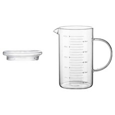 Edish 刻度量杯 玻璃蓋款, 1個, 透明色, 1L