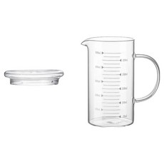 Edish 刻度量杯 玻璃蓋款, 1個, 透明色, 500ml
