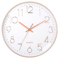 12吋簡約設計石英掛鐘/大數字靜音時鐘 30cm, 白色