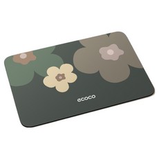 KODACHIEF 矽藻土素色方形簡約廁所Happy Day浴室地墊 50 x 80 cm, 5 花卉綠, 1個