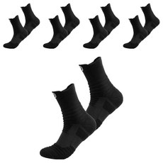 Harui 男士運動健身中筒厚襪 5雙, 黑色, 5個