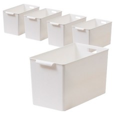 EZLIVING 儲物櫃手提收納籃 特大款, 象牙白, 5個
