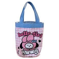 KODACHIEF 로맨틱한 휴대용 간식가방, 체크 토끼, 1개