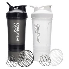 미르 코어 스포츠 쉐이크 콤보 보틀 2종 세트, 블랙, 화이트, 1세트, 500ml