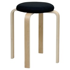 일상도구 화장대 원목 패브릭 스툴, 블랙, 1개