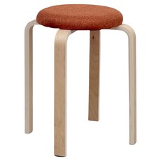 일상도구 화장대 원목 패브릭 스툴, 오렌지, 1개