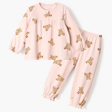 unifriend 兒童款Honey Bear蜜桃絨九分刷毛睡眠睡衣上下套裝