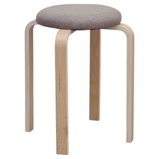 일상도구 화장대 원목 패브릭 스툴, 베이지, 1개