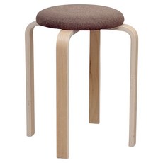일상도구 화장대 원목 패브릭 스툴, 브라운, 1개
