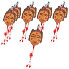 minhwashop 迷你傳統面具鑰匙圈DIY 夫內面具 S250069B, 混合顏色, 10個