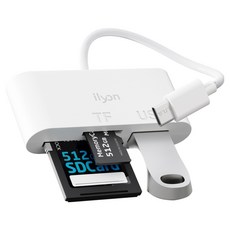 illyeon C型 OTG 3合1多功能讀卡機 USB 3.0 TF Micro SD卡傳輸線, 白色, 1個, 單一商品