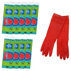 Taehwa 橡膠手套 雙手穿戴組, 紅色, 大(L), 10個