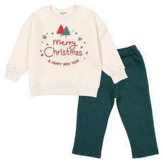 Rainbow Kids 兒童款快樂聖誕刷毛大學T + 直筒褲套組