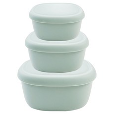 SiliPot 矽膠密封容器3件組 深薄荷綠, 1套, 小 180ml + 中 330ml + 大 600ml