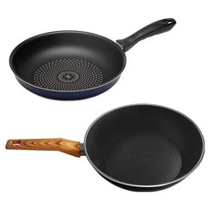 Balunfini 電磁爐用鈦塗層中式炒鍋 + Xylan塗層平底鍋 2件套組, 混合顏色, 中式炒鍋 28cm + 平底鍋 20cm, 1套