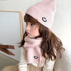 채니봉봉 더블 스마일 니트 비니 + 머플러 세트