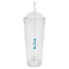 블루바 이중구조 돔 아이스 텀블러 + 빨대 세트, 1세트, 500ml, 투명