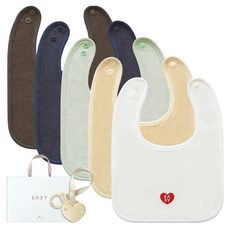 베이비앤아이 스퀘어 테리 턱받이 5종 + 홀더 세트 + 쇼핑백, C(백아이보리, 크림옐로우, 올리브, 네이비, 브라운), 1세트