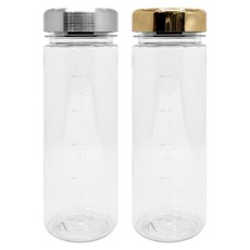 Bluba Tritan金屬蓋刻度便攜水瓶 2件組, 銀色 + 金色, 1套