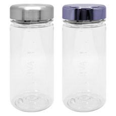 Bluebar 附刻度Tritan金屬蓋便攜水瓶 350ml x 2件組, 銀色, 紫色, 1套