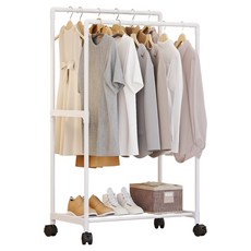 Roy Life 實用雙桿單層立式衣架, 白色