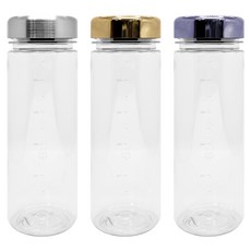 Bluba 刻度標示 Tritan 金屬蓋 便攜式水瓶 500ml x 3件組, 銀色, 金色, 紫色, 1套