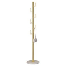 Roylife 經典立式衣架 3桿仙人掌造型 29 x 170cm, 金色 + 白色(底座)