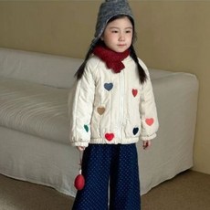 Hararoi 女童可愛愛心鋪棉圓領飛行夾克