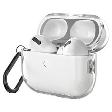 SINJIMORU 防變色 TPU透明保護殼 + 防鐵粉貼紙 + 登山扣套組, 1個, 透明色, AirPods Pro 3代