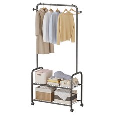 Roy 雙層收納層架掛衣架, 黑色