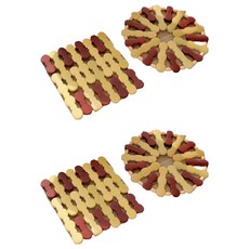 Komoten 現代砂鍋 圓形鍋墊 米紅色 2入 + 方形鍋墊 米紅色 2入 套組, 1套