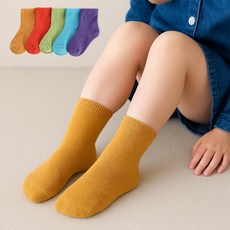 새실로 아동용 컬러 팔레트 중목양말 5족 세트 C