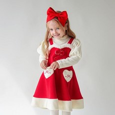 WALTONKIDS 兒童愛心毛絨聖誕連身裙
